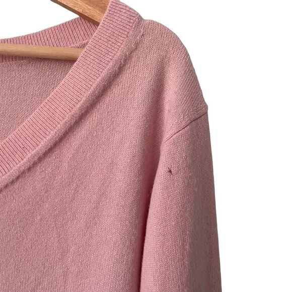 Everlane The Cotton Long Sleeve V-Neck Oversized Cropped Sweater Pink in Size XS - Picture 9 of 10